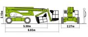 Габариты в состоянии передвижения коленчатого подъемника Niftylift HR21 Hybrid AWD
